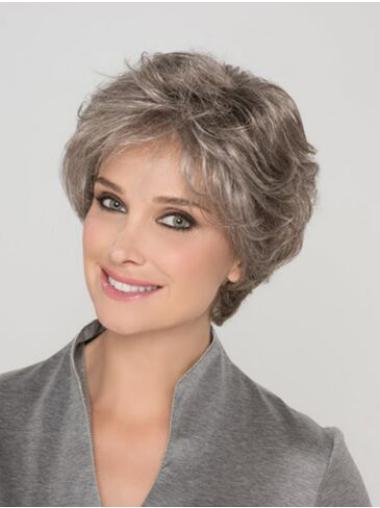 Capless Wavy Short Grey Wigs