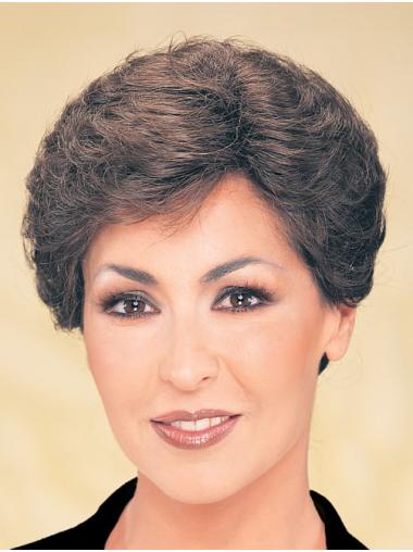 Synthetic Cropped Straight Grey Cheap Wigs