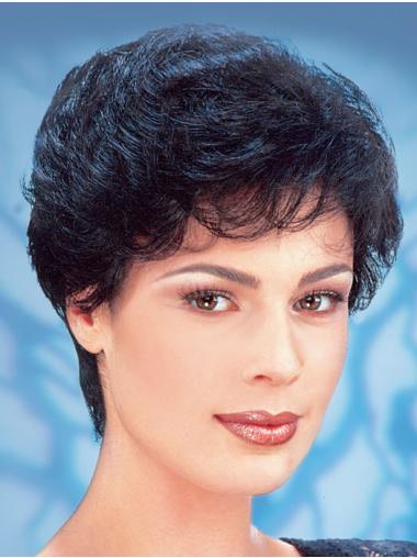 Synthetic Short Wavy Black Wig Shop