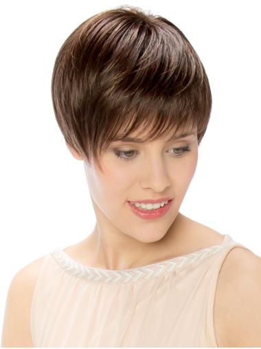 Straight Boycuts Synthetic Brown Short Hair Wigs