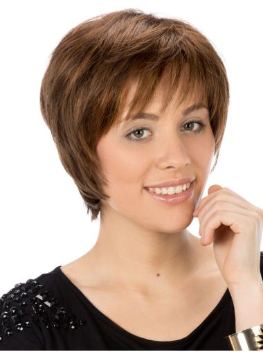 Straight Boycuts Synthetic Brown Ladies Short Hairstyles