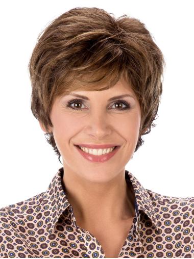 Straight Capless 8" Brown Synthetic Ladies Wigs