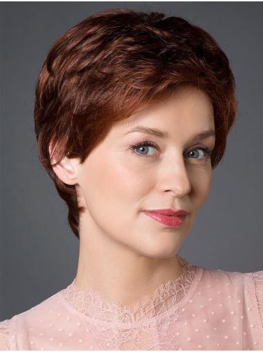 Straight 100% Hand-tied 8" Auburn Cheap Short Wigs