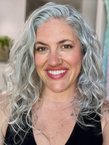 Silver Grey Wigs Layered Wavy Synthetic Lace Front Wigs