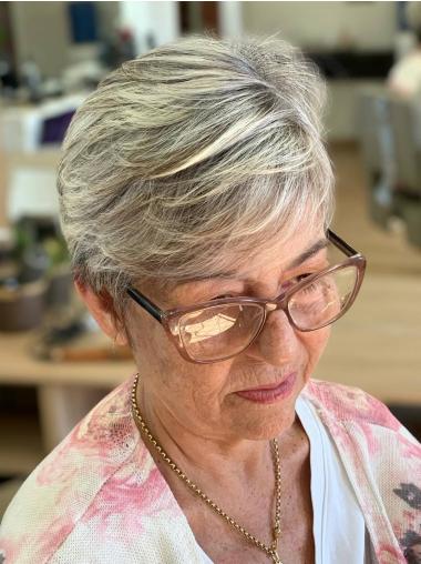 Short Grey Pixie Wig 4" Boycuts Straight Lace Front Wigs