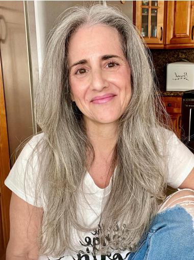 Old Lady Wig Grey Layered Wavy Synthetic Monofilament Wigs
