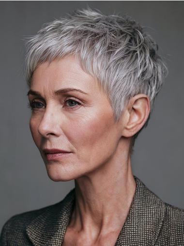 Wig Grey Short 4" Boycuts Straight Lace Front Wigs
