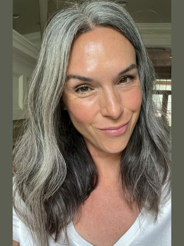 Long Grey Wig Layered Wavy Synthetic Lace Front Wigs