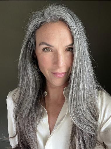 Synthetic Grey Wigs Monofilament Straight Long 22" Layered Wigs