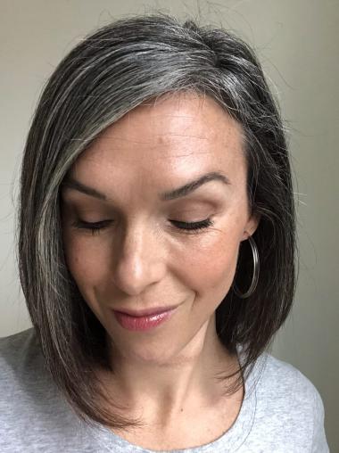 Grey Bob Hairstyles Wig Synthetic Chin Length 12" Straight Wigs
