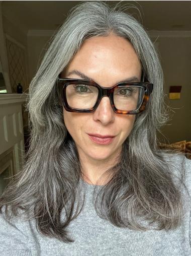 Grey Long Wig Layered Wavy Synthetic Monofilament Wigs