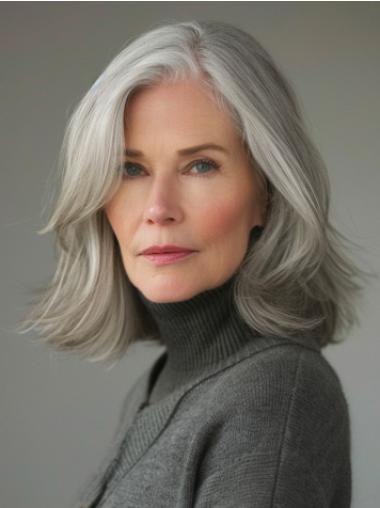 Grey Lace Wig Layered 12" Wavy Remy Human Hair Wigs