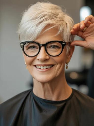 Real Hair Grey Wigs Lace Front Cropped 4" Boycuts Wigs