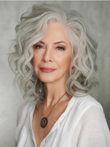 Grey Curly Wigs For Sale Monofilament Remy Human Hair 14" Layered Wigs