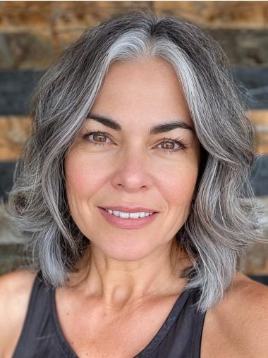 Grey Wigs Bobs 14" Lace Front Wavy Shoulder Length Wigs