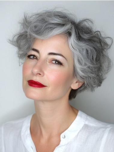 Grey Pixie Wigs Wavy Bobs 6" Lace Front Wigs