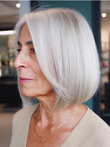 Grey White Wigs 10" Bobs Chin Length Synthetic Wigs