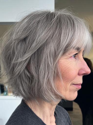 Grey Wigs For Sale Bobs 10" Lace Front Straight Chin Length Wigs