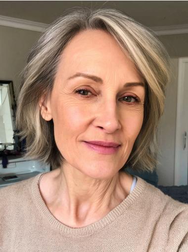 Lace Wig Grey Hair Layered 10" Wavy Synthetic Wigs