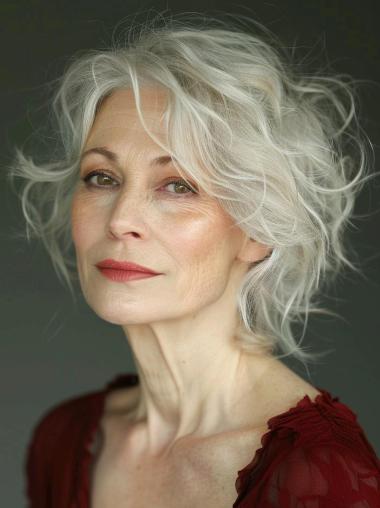 Grey Front Lace Wigs Layered 8" Wavy Synthetic Wigs