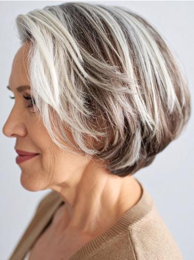 Pixie Grey Wigs Wavy Bobs 8" Lace Front Wigs