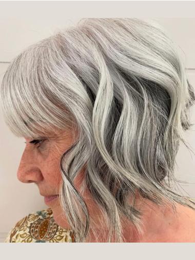 Ash Grey Wig 10" Bobs Chin Length Remy Human Hair Wigs