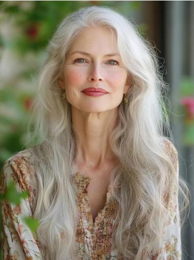 Grey Silver Wig Synthetic 22" Monofilament Layered Wigs