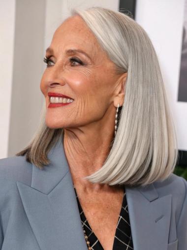 Womens Grey Wigs 14" Monofilament Synthetic Straight Wigs