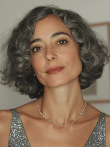 Old Lady Grey Wigs Lace Front 10" Synthetic Bobs Wigs