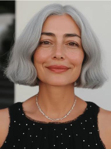 Wigs Grey 10" Bobs Chin Length Synthetic Wigs