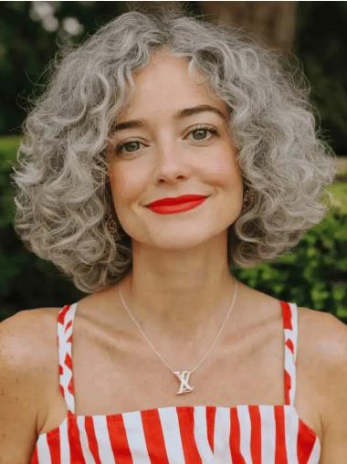 Realistic Grey Wigs Chin Length 10" Bobs Monofilament Wigs