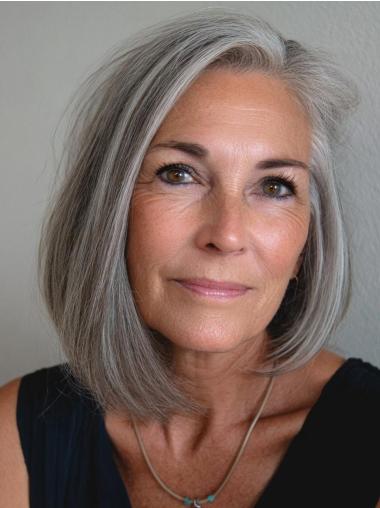 Wigs With Grey Hair 12" Lace Front Synthetic Straight Wigs