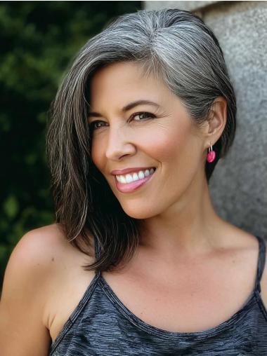 Grey Lacefront Wig Layered 12" Straight Synthetic Wigs