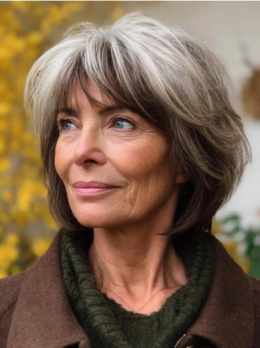 Wigs For Grey Hair 10" Bobs Chin Length Synthetic Wigs