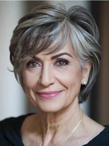 Short Hairstyles Grey Wigs Lace Front Wavy Bobs Synthetic Wigs