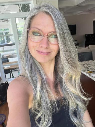 Wigs Grey Remy Human Hair 22" Monofilament Layered Wigs