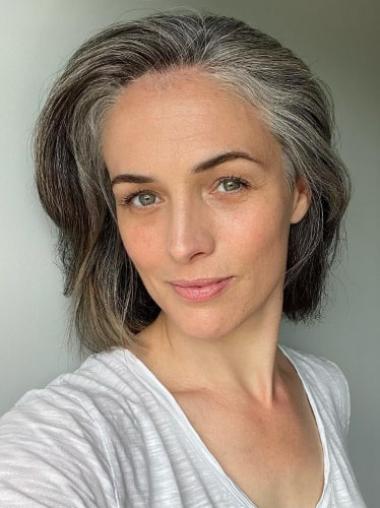 Medium Length Grey Hairstyles Wig 10" Synthetic Layered Wigs