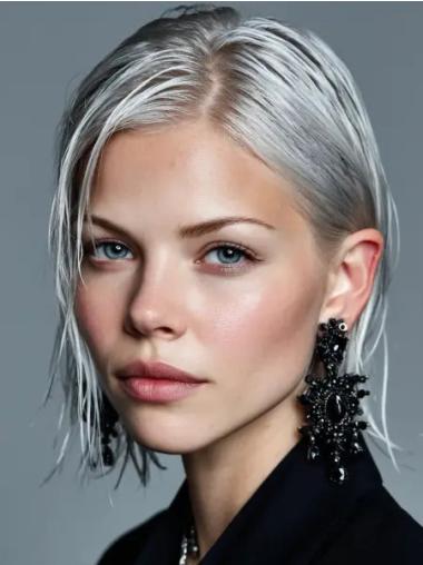 Medium Grey Wig Lace Front 10" Remy Human Hair Bobs Wigs