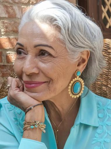 Grey Wig Woman 8" Wavy Synthetic Layered Wigs