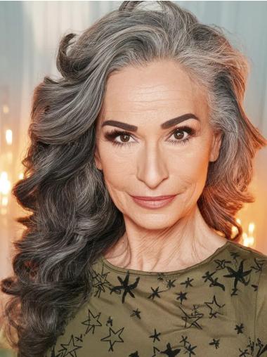 Grey Synthetic Hair Wigs Layered 18" Lace Front Wavy Long Wigs