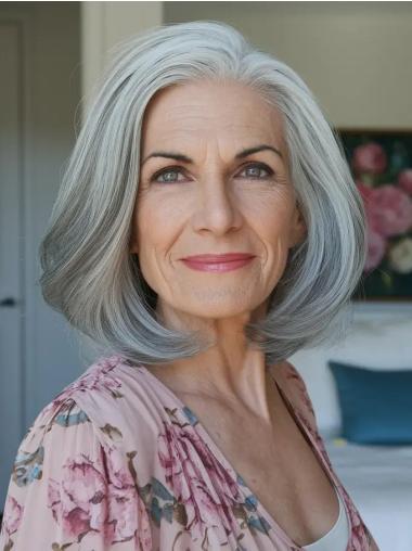 Silver Grey Wig 10" Monofilament Synthetic Wavy Wigs