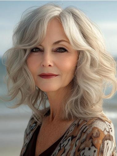 Grey Wigs 14" Layered Shoulder Length Remy Human Hair Wigs