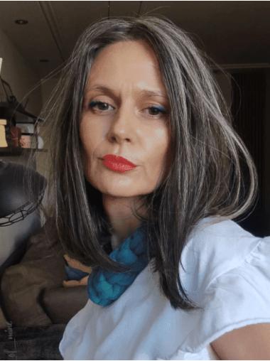 Grey Synthetic Lace Front Wig 14" Lace Front Shoulder Length Wigs