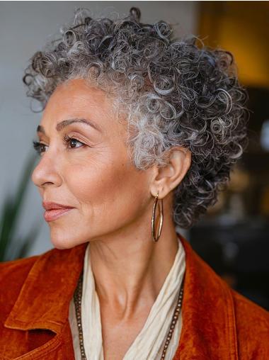 Dark Grey Wigs Human Hair Short 6" Boycuts Monofilament Wigs