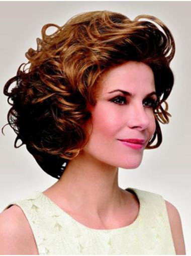 Curly 12" Copper Monofilament Classic Synthetic Wigs For Sale