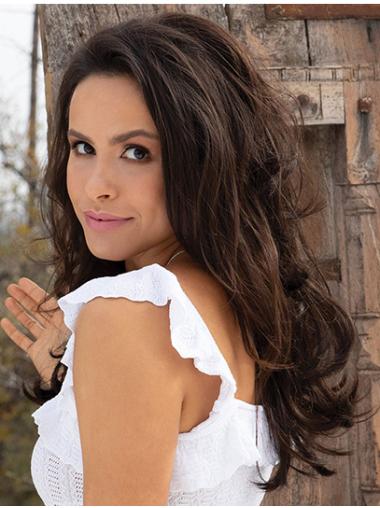 18" Wavy Brown Synthetic Without Bangs Long Wigs Cheap