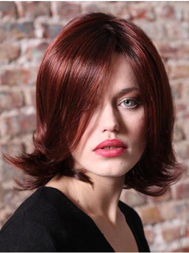 Wavy 12" Shoulder Length Synthetic Red Fabulous Monofilament Wigs