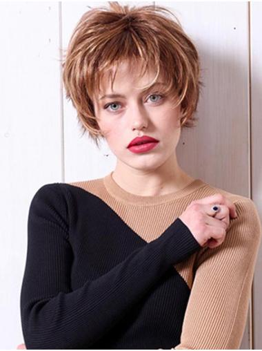 Wavy 8" Short Synthetic Copper Monofilament Wigs Cheap