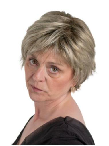 Wavy 8" Short Synthetic Grey Monofilament Wig