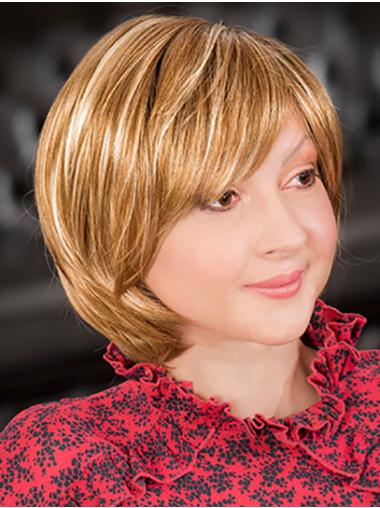 Straight 10" Blonde Monofilament Bobs Good Quality Synthetic Wigs